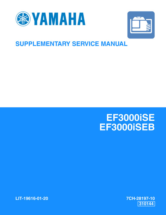 YAMAHA OEM Service Manual - EF3000iSEBC - LIT-19616-01-20 Models EF3000ISEBC, EF3000ISEC