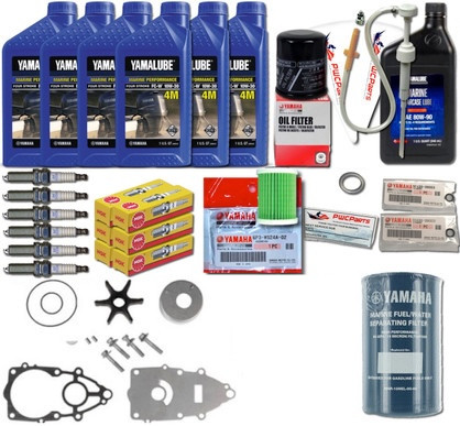 YAMAHA 2006+ 3.3L F250 F225 V6 Oil Change Gear Lube Gaskets 100HR Kit Water Pump Rebuild NGK Spark Plugs MAR-FUELF-IL-TR