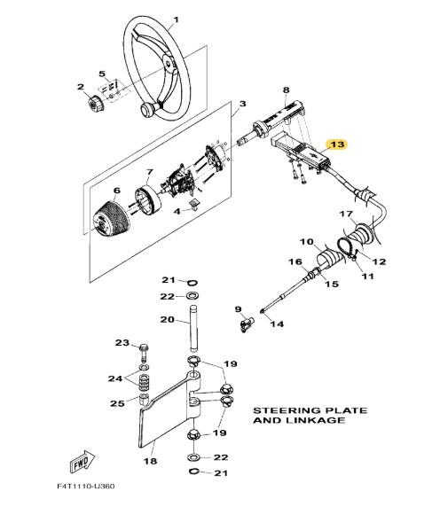 YAMAHA OEM Steering Cable Assembly F4T-U1470-00-00