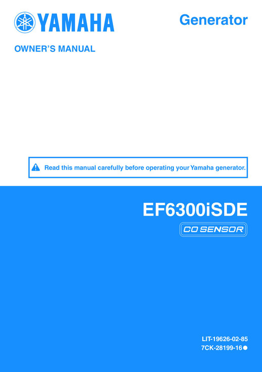 YAMAHA OEM Owner's Manual - EF63ISDEX CO Sensor - LIT-19626-02-85 Models EF63ISDEX