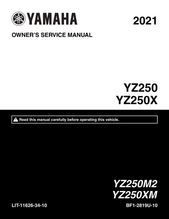YAMAHA OEM Owner's / Service Manual - 2021 YZ250 / YZ250X - LIT