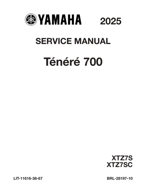 YAMAHA OEM Service Manual - 2025 - 2026 TENERE 700 - LIT-11616-38