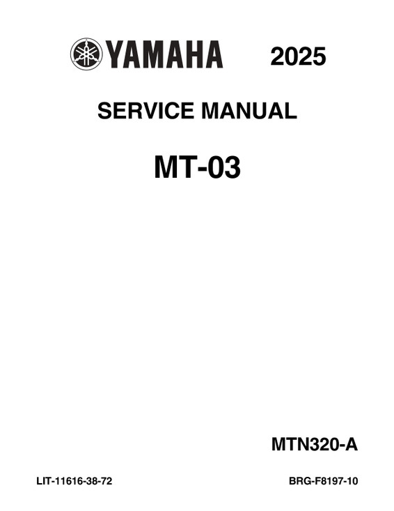 YAMAHA OEM Service Manual - 2025 - 2026 MT-03 - LIT-11616-38-72
