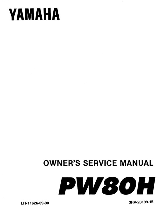 YAMAHA OEM Owner's / Service Manual - 1996 Y-ZINGER - LIT-11626-09-90 Models PW80H, PW80H1