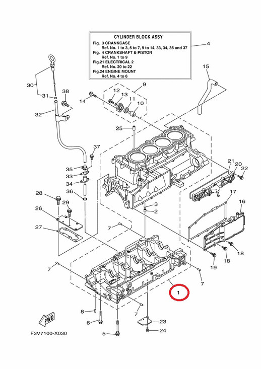 YAMAHA OEM Crankcase Assembly 6CR-15100-20-00