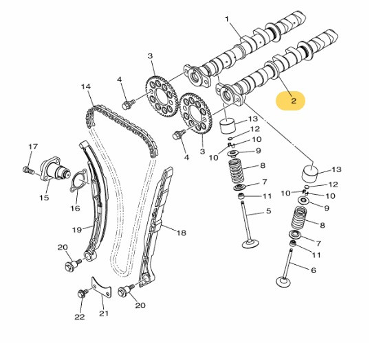 YAMAHA OEM Camshaft Assembly 2 6EY-12180-00-00