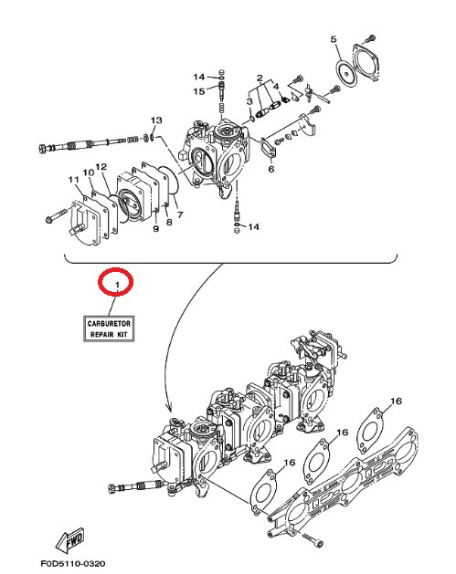 YAMAHA OEM Carburetor Repair Kit 66V-W0093-01-00
