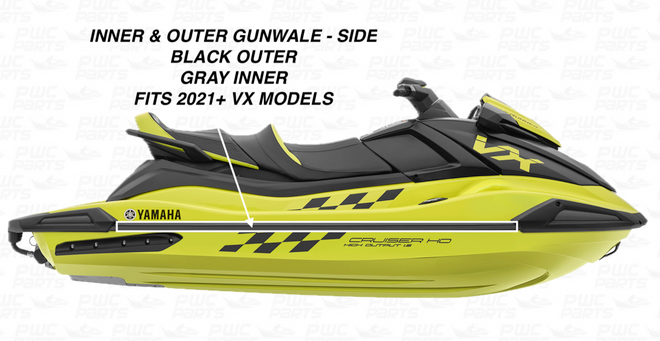 Yamaha 2021+ VX/ VX Cruiser Side Gunwale Black w/ Gray Inner Kit w/ Hardware
