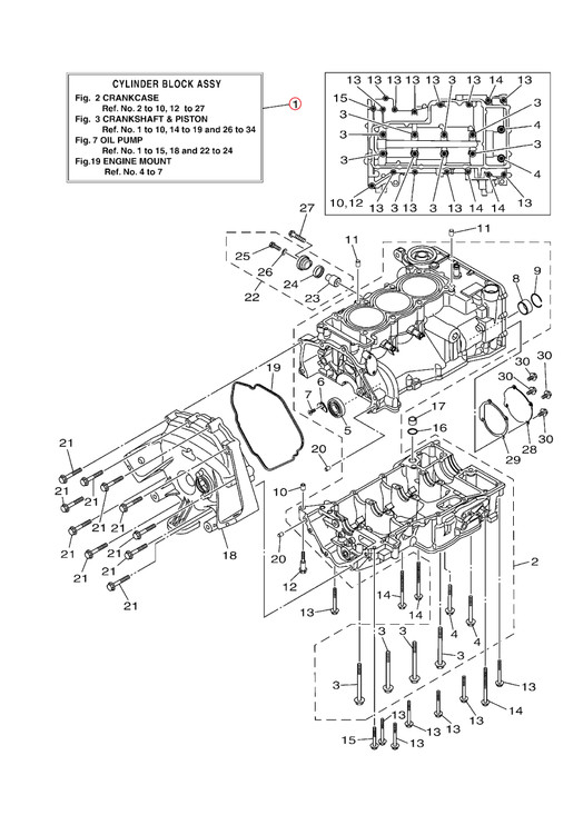 YAMAHA OEM Cylinder Block Assembly 6EY-W009B-01-00