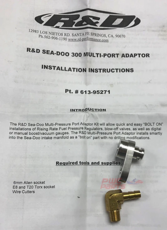 Sea-Doo 300 R&D Multi-Pressure Port Boost Gauge/BOV/RRFPR Adapter Kit 613-95271