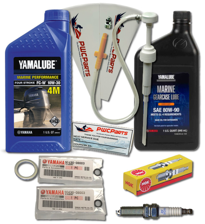 YAMAHA 2010+ F4A F6A Outboard Oil Change 4M Gear Lube Lower Unit Gaskets Spark Plug CR6HSB Maintenance Kit