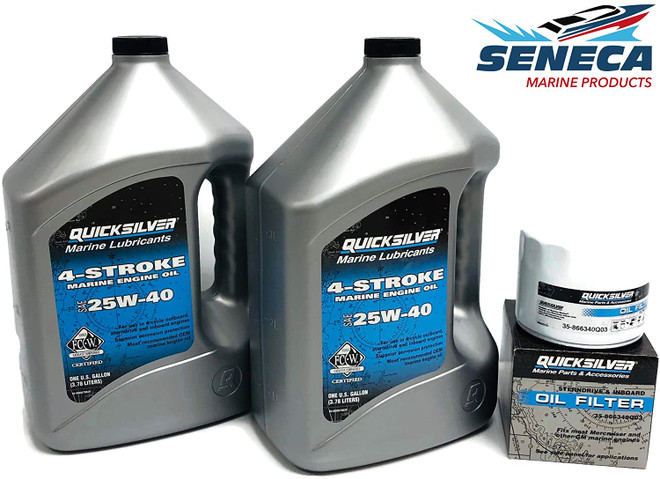 MERCRUISER V8 Quicksilver Oil Change Kit 25W40 8 Qts - 2 Gallon w
