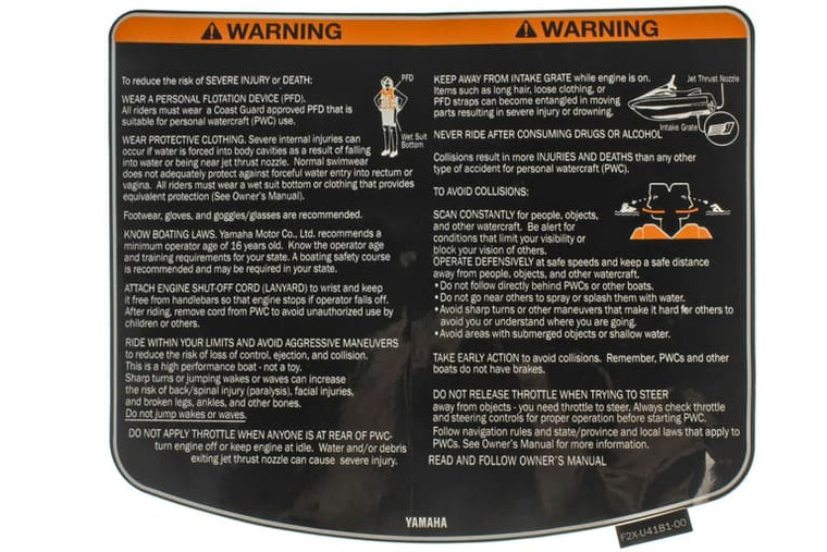 Yamaha Label Warning UNI F2X-U41B1-30-00