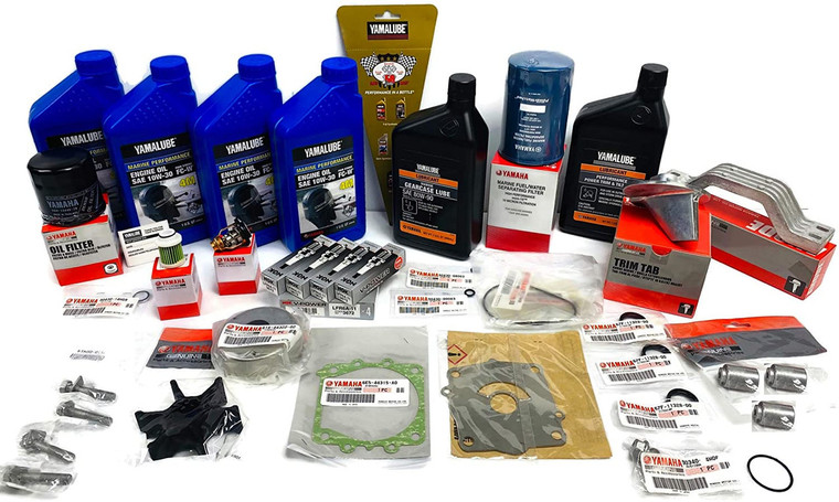 YAMAHA 2006-2013 F115 4-Stroke Outboard 100 Hour Maintenance Kit with Water Pump Rebuild Repair Kit, Thermostat, Full-Size Water Fuel Separator, Fuel Filter, Spark Plugs, Trim Tab, Anodes, Lower Unit Gear Lube, Gaskets