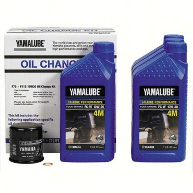 Yamalube OEM Yamaha Outboard F75 F90 F100 F115 10W-30 FC Oil Change Kit  LUB-MRNMD-KT-11