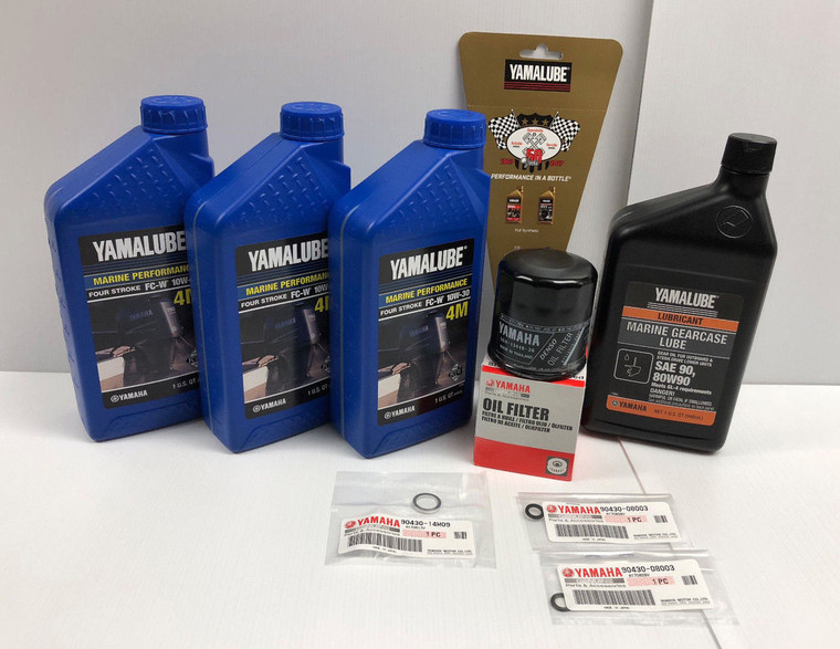 YAMAHA OEM F30 F40 F50 F60 F70 Outboard Oil Change Kit w/ Gear Lube 10W30 4M LUB-MRNSM-KT-10