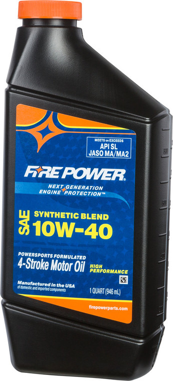Fire Power Synthetic Blend 4-Stroke Oil 10W-40 Qt 12/Case - 841-00431