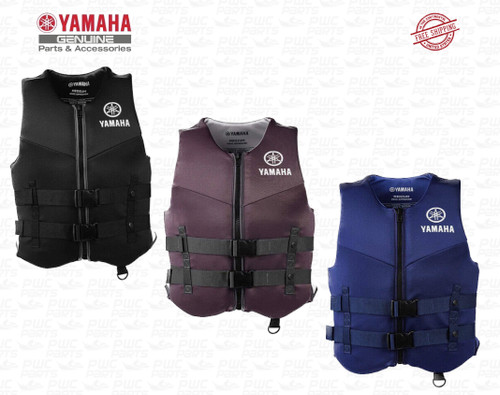 Yamaha Neoprene 2-Buckle PFD Life Jacket Vest USCG App Black Gray