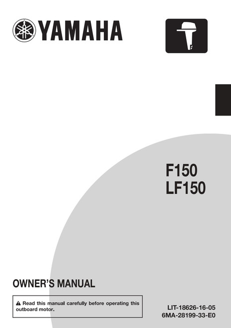YAMAHA OEM Owner's Manual - F150D/ LF150D - LIT-18626-16-05 (2026