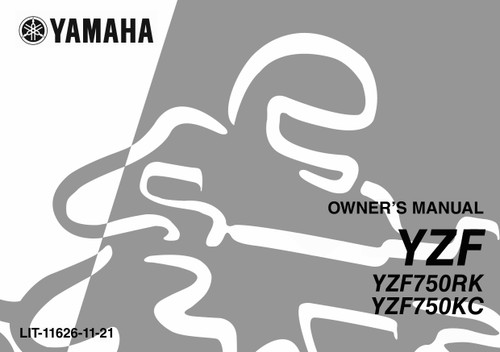 YAMAHA OEM Owner's Manual - 1998 YZF750 - LIT-11626-11-21 Models