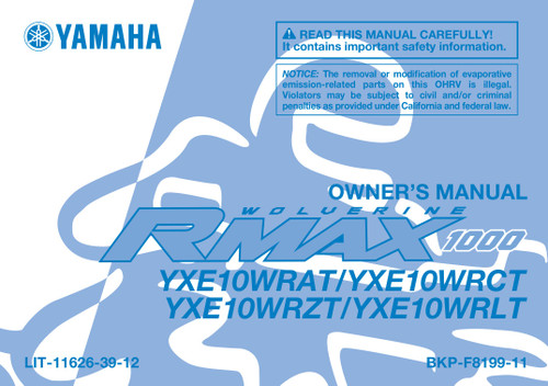 真FXアルティメットマニュアル YAMAHA OEM Owner's Manual - 2026 WOLVERINE RMAX2 COMPACT XT-R