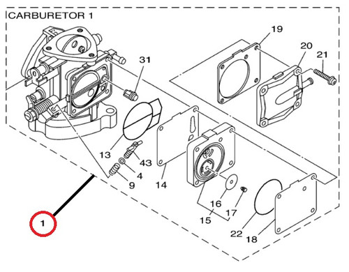 YAMAHA221フルート本体 ケース、説明書、ガーゼクロス付き YAMAHA OEM Carburetor Assembly 1 62T-14301-03-00