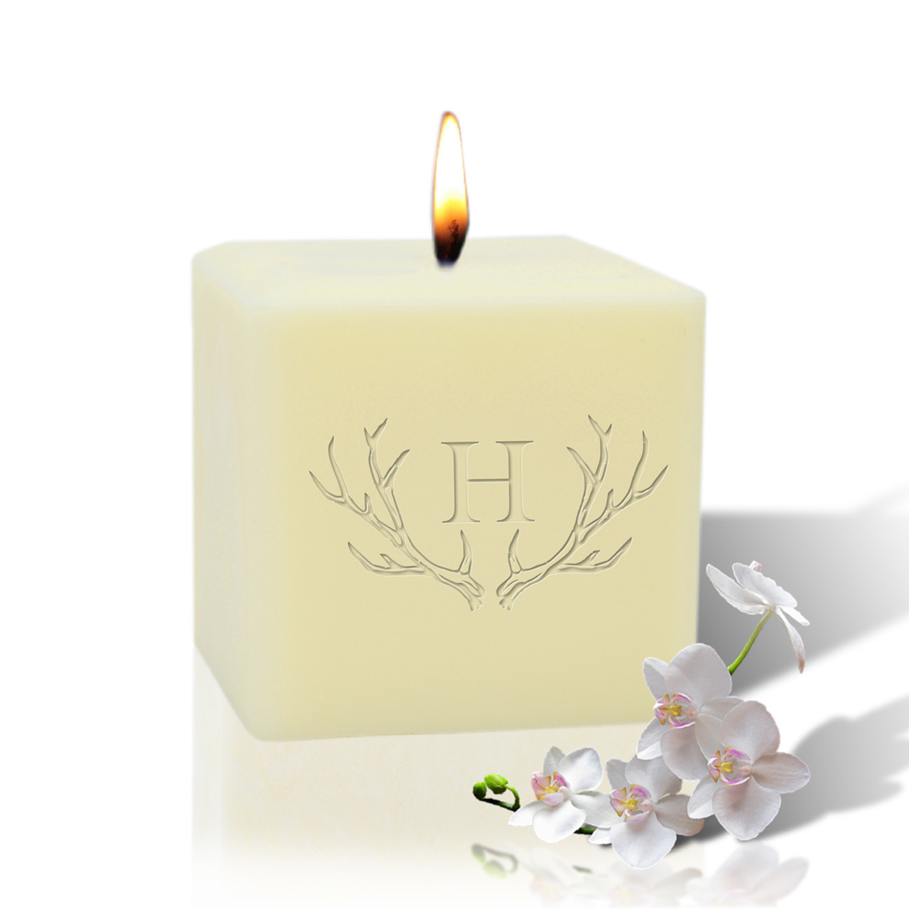 3 Soy Pillar Candle Antler With Single Initial