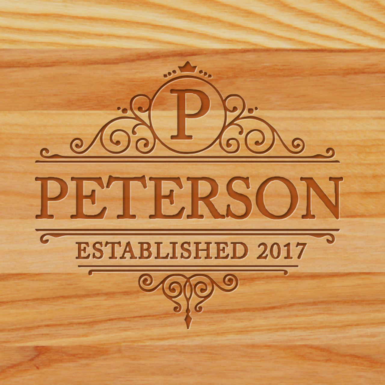 Personalized Bamboo Cutting Board Pineapple, Family Name, Established Year (or Date) in Circle - Medium