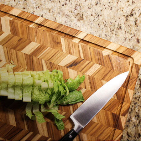 Teak Herringbone Carving Board with Juice Groove 20" x 16" x 1.5" (CS323) Teak Herringbone Carving Board with Juice Groove 20" x 16" x 1.5" (CS323)