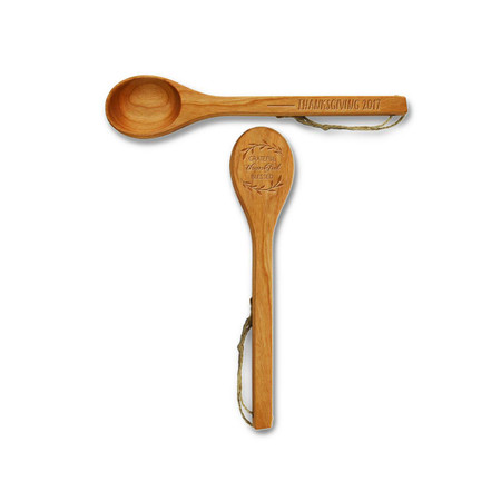 12" Cherry Wooden Spoon - Thanksgiving 2017 LWSPN12-PD-TGB2017 Carved Solutions