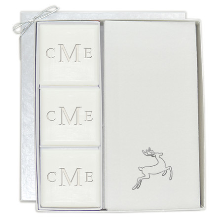 Signature Spa Courtesy Gift Set - Monogram and Silver Deer sscgsv-s-tnr-mono-deer Carved Solutions