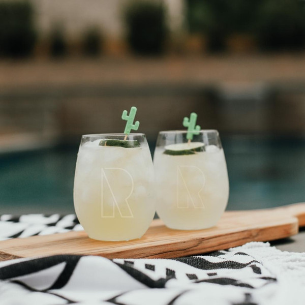 Happy Hour Stemless Acrylic Wine Glasses - Thumbnail 2