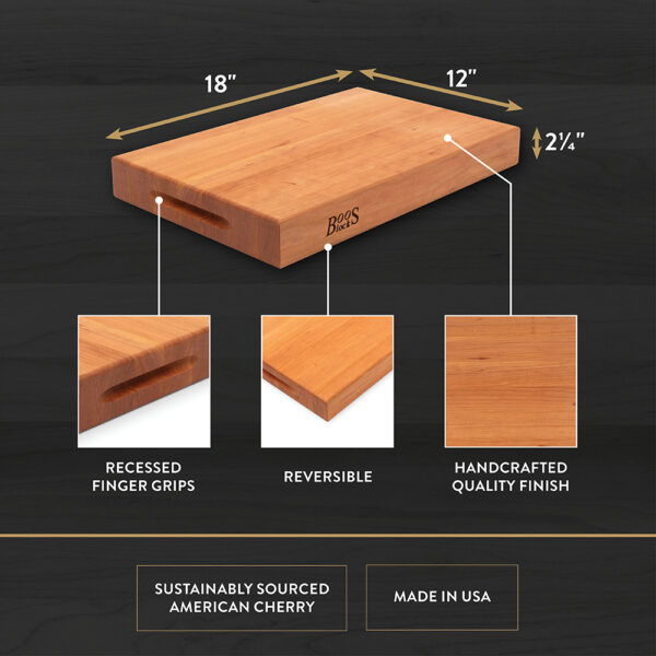 John Boos Reversible Cherry Board 18 x 12 x 2.25 (CHY-RA01)