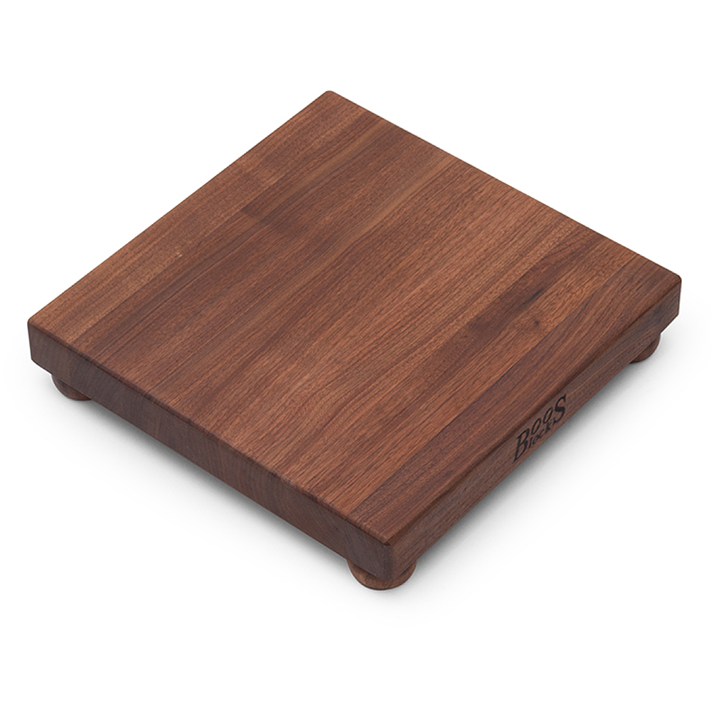 John Boos Walnut Square Board With Bun Feet - 12 x 12 x 1.5 (WAL-B12S)