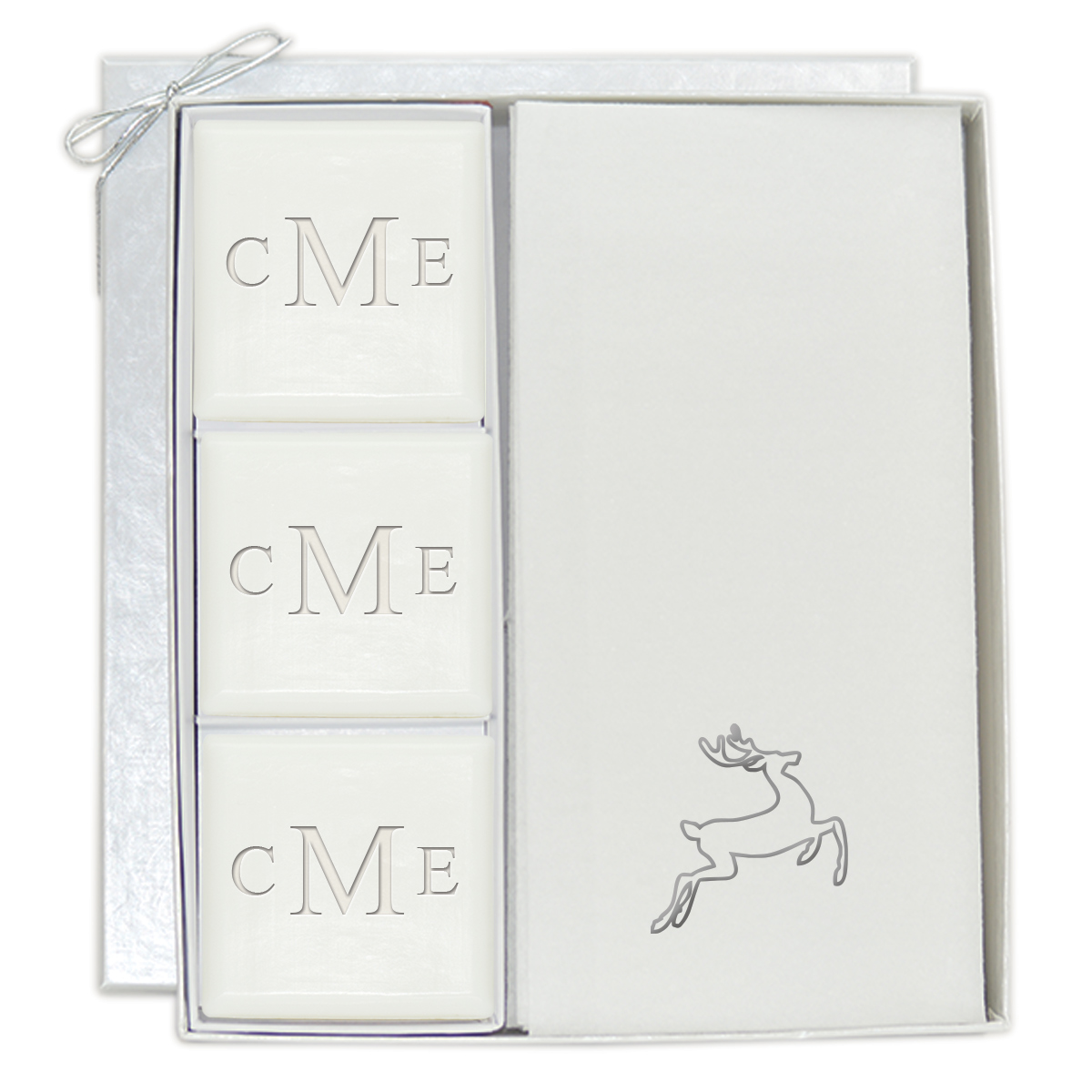 Signature Spa Courtesy Gift Set - Monogram and Silver Deer sscgsv-s-tnr-mono-deer Carved Solutions