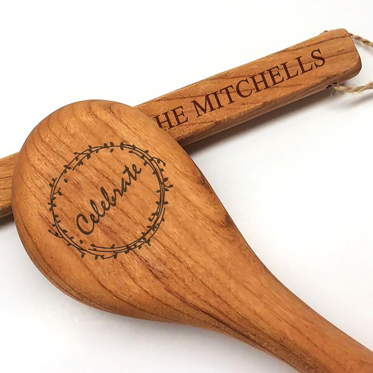 15" Cherry Wooden Spoon - Celebrate Motif with Personalization