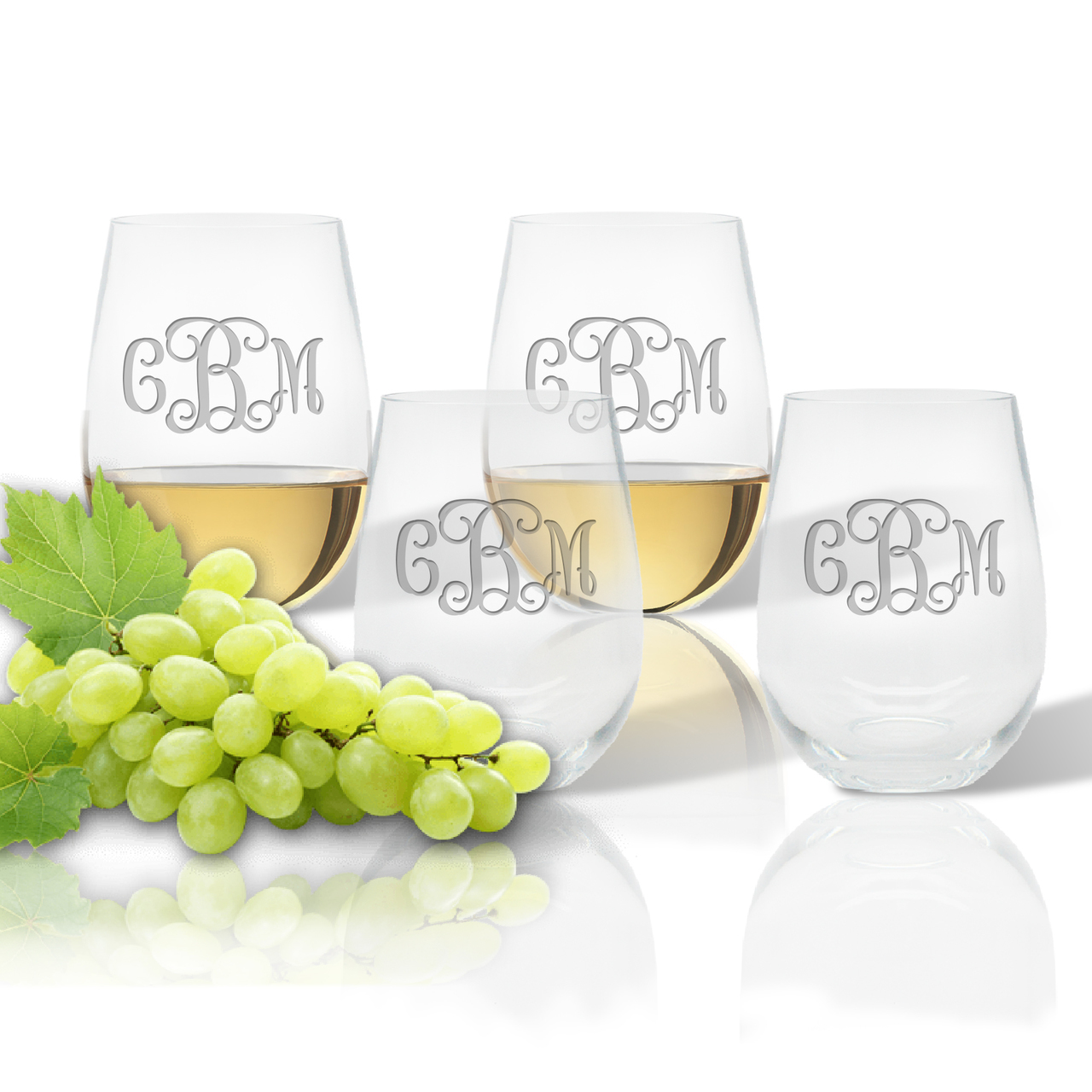 Wine cooler and engraved stemless wine glass set – out of stock