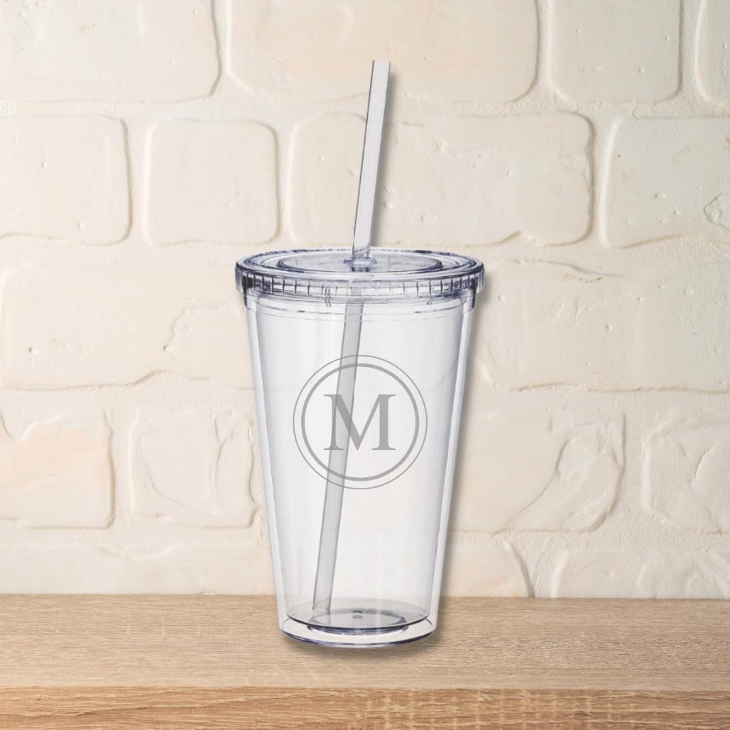 Personalized Acrylic Double Wall Tumbler with Straw