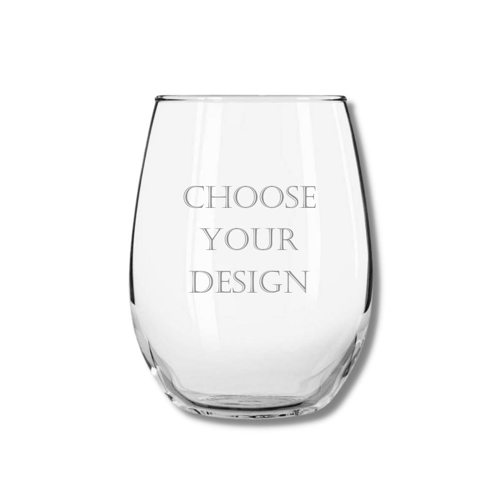 Custom Engraved Stemless Wine Glass - 9 oz - Item 5535518 Personalized &  Engraved For You ⚡ Bulk Custom Etched Glassware at Quality Glass Engraving ⭐