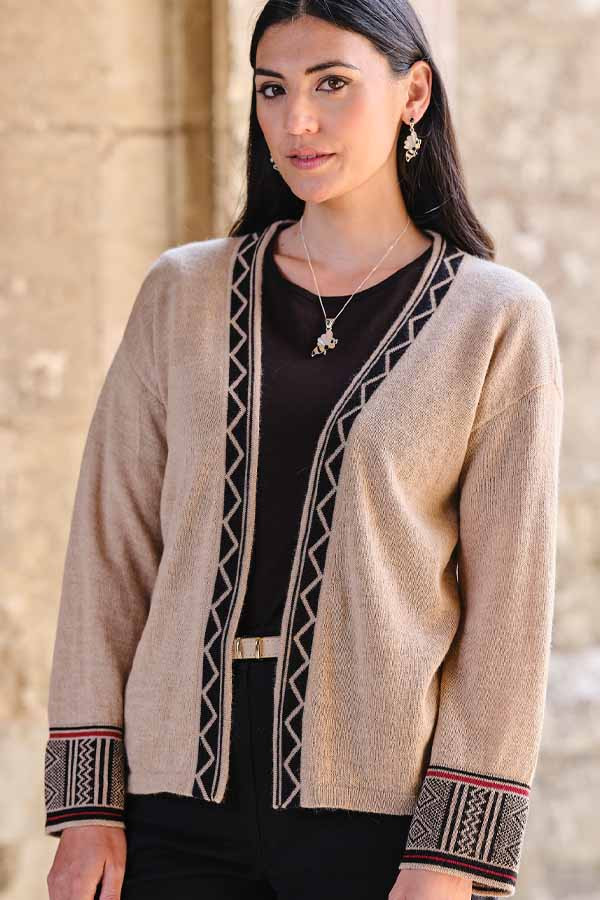 Cleo Pattern Edge Alpaca Cardigan