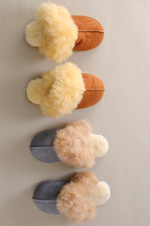 Fur Slippers Pom Pom Mule Slippers Alpaca Mule Slippers