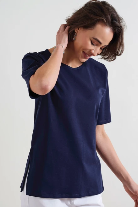 model wearing Layla Pima Cotton Tunic S5030 Navy