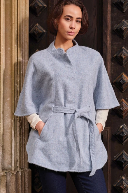 model wearing Maria Cape S212 Light Blue