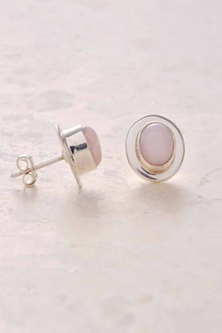 Pink Peruvian Opal Stud Earrings