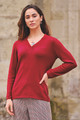 Revi Alpaca V-Neck Sweater in carmine