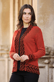 Kantu Pattern Edge Alpaca Cardigan in russet