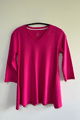 Pima Cotton V-Neck Top in Cerise size (S)