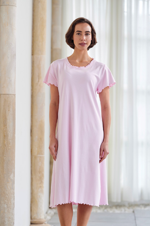 chinese dress ladies Smooth Silk Lace See Through White Pink Nightdress Nightgown Robe –  Sugarplum Store main image 1