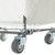OFS [Sample] Canvas Laundry Cart, close-up view of the sturdy metal frame with four wheels for easy mobility.