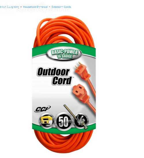 16/2 50' OUTDOOR EXTENSION CORD - COLEMAN CABLE 02208